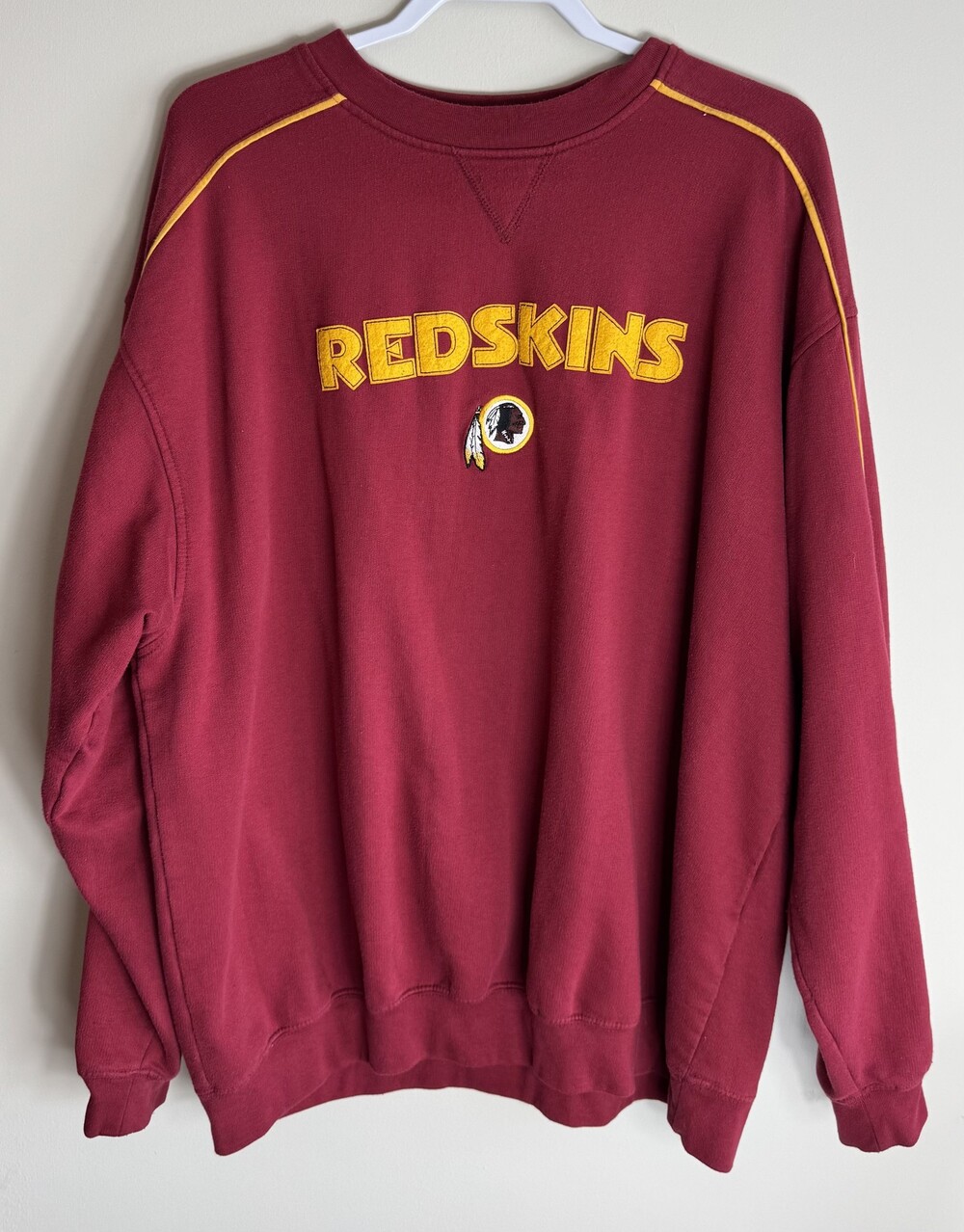 NFL Team Apparel Redskins Maroon Sweatshirt with Yellow Piping Vintage